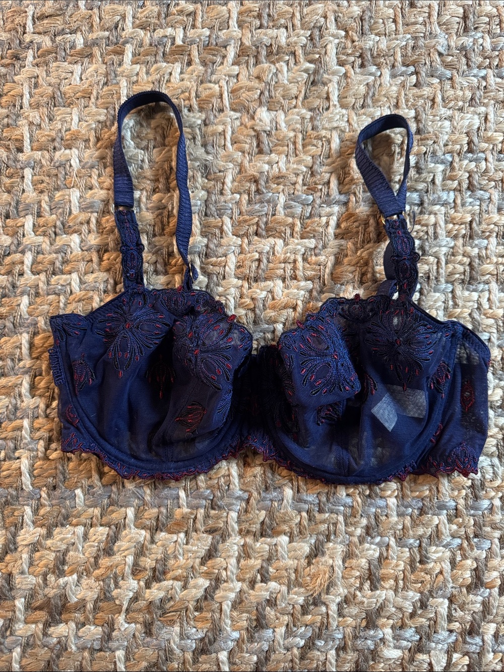 Chantelle Navy Embroidered Lace Underwire Bra